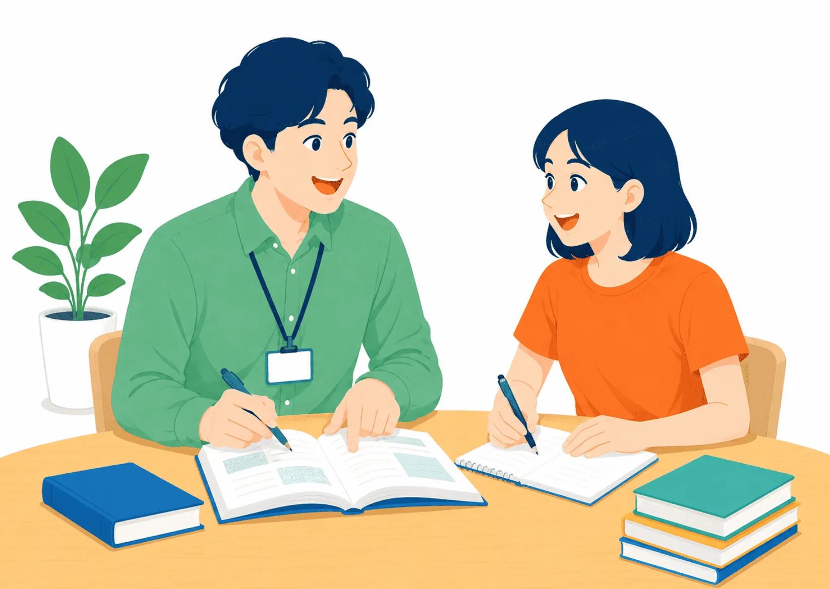 就労移行支援で相談する人たちのイラスト