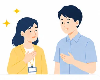 スタッフとの距離が近い支援のイラスト