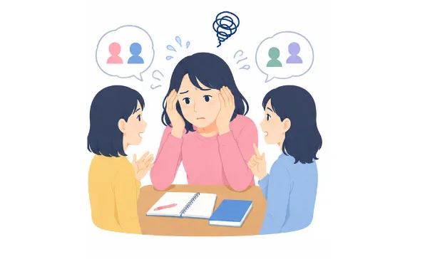 口頭での説明についていけない、話のペースに追いつけないのイメージ