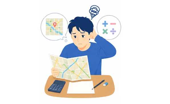 地図が読めない、計算が苦手、不器用さがあるのイメージ